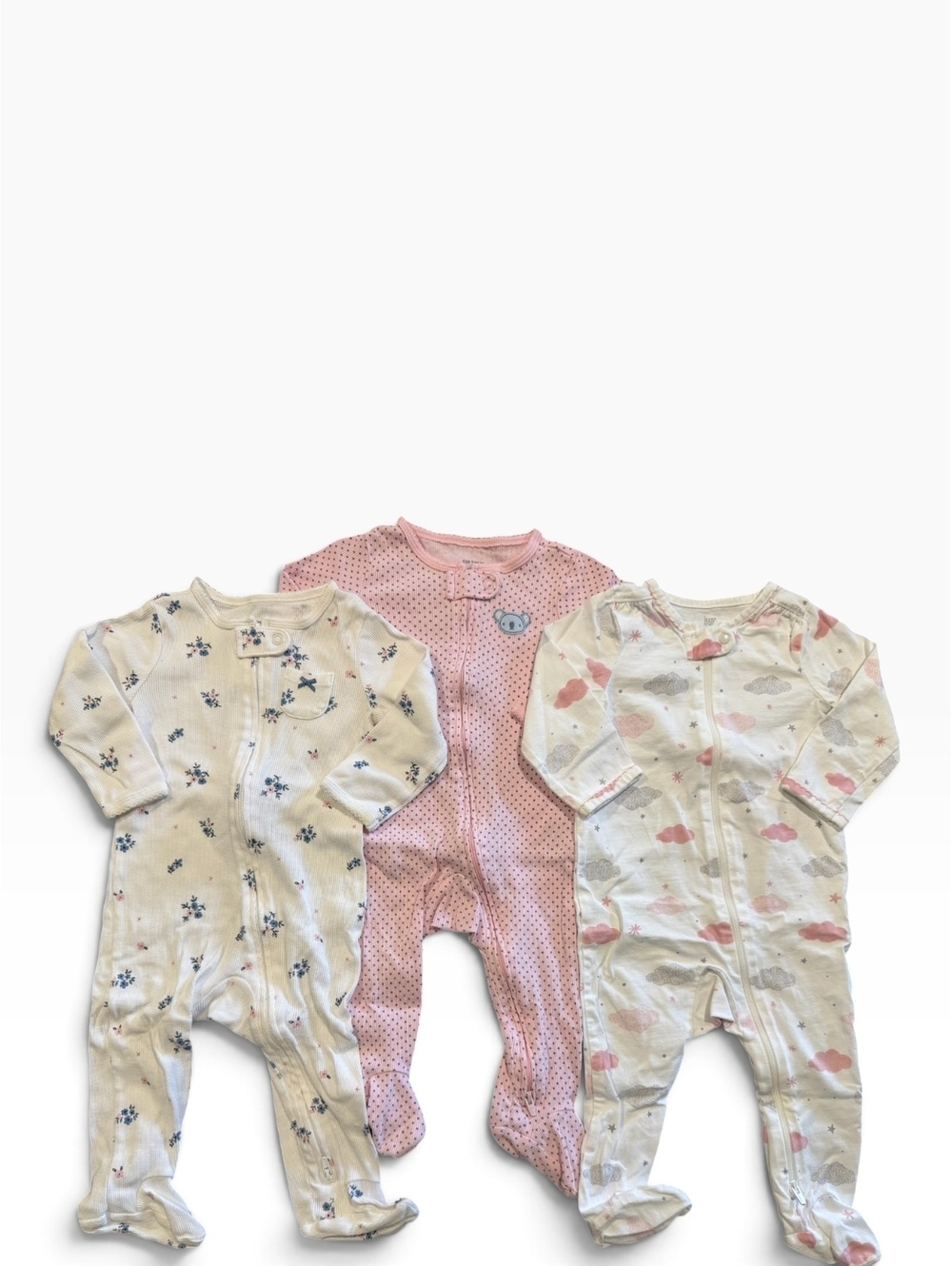 Carter's Baby Girl 3-Pack Footed Pajamas, Size 9 Months